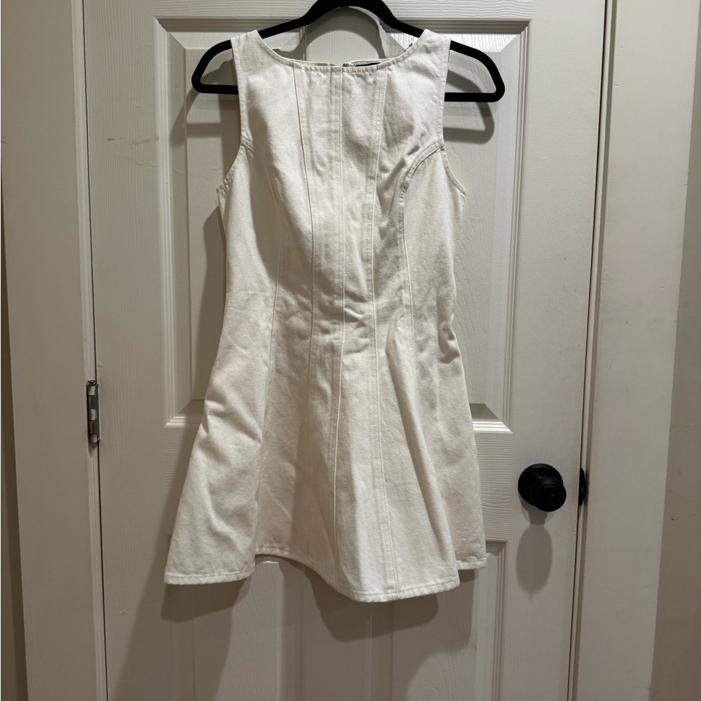 White Sleeveless Fit-and-Flare Dress